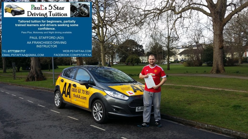 Driving Test Pass Pupil Alex Dickson who Passed with Paul's 5 Star Driving Tuition